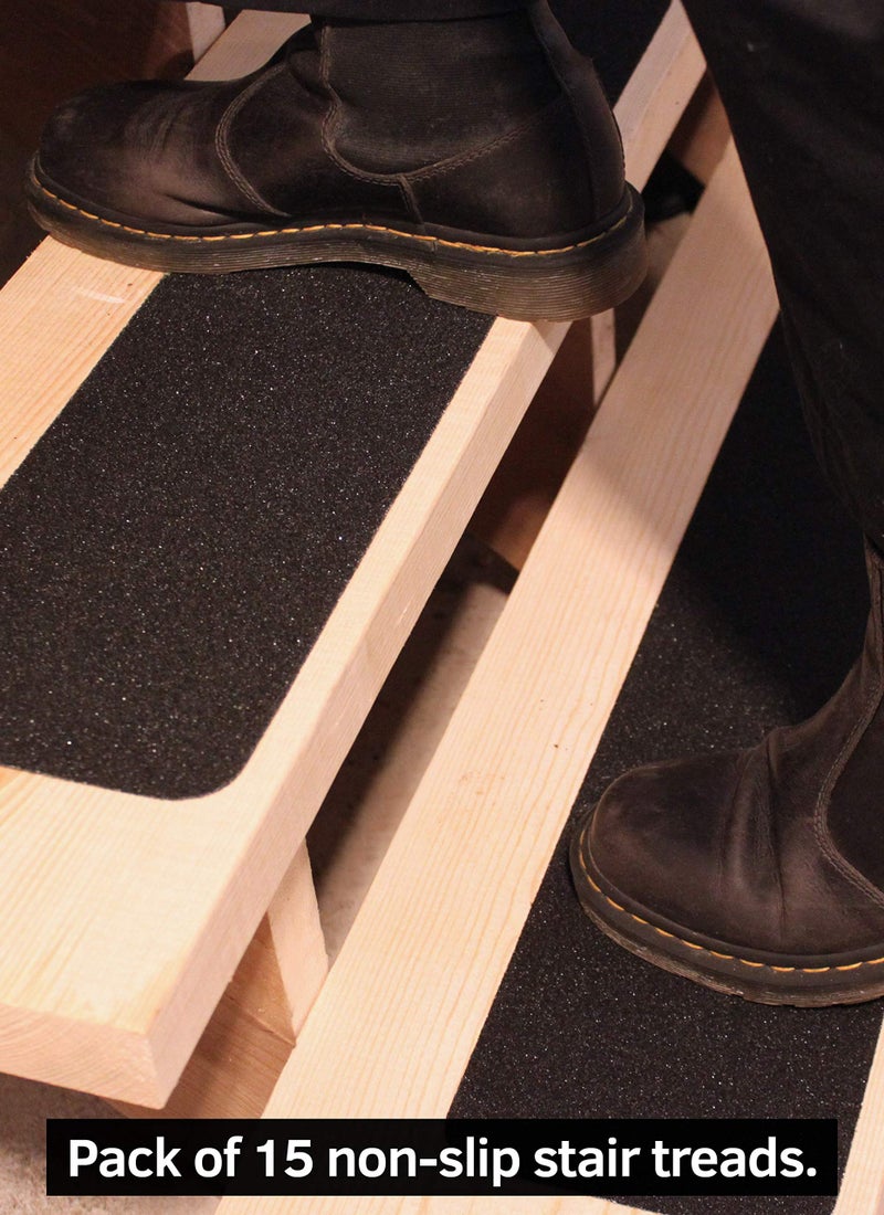 FINEHOUS 6â€x30â€ Stair Treads Non-Slip Outdoor Tape â€“ (15-Pack) Black Anti-Slip Strips - Image 4